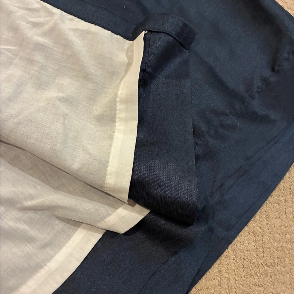 Set of 8 Navy Blue Pinch Pleat Curtains Peri brand Faux Silk